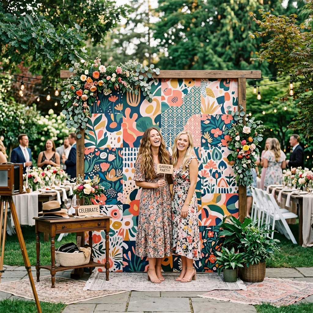 Colorful abstract pattern block poster used as party backdrop